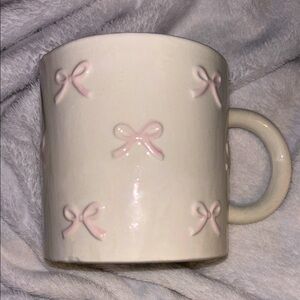 White Mug with Pink Bow Accents